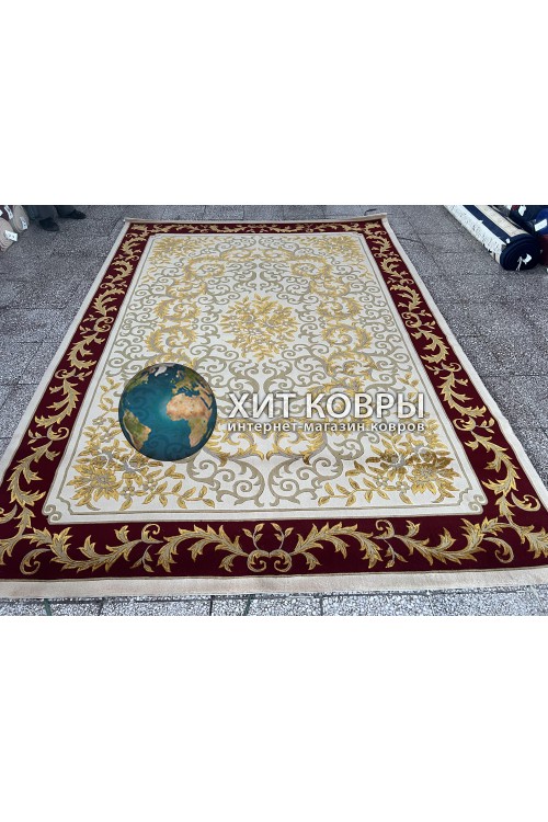 Китайский шерстяной ковер 0054026 Крем-красный